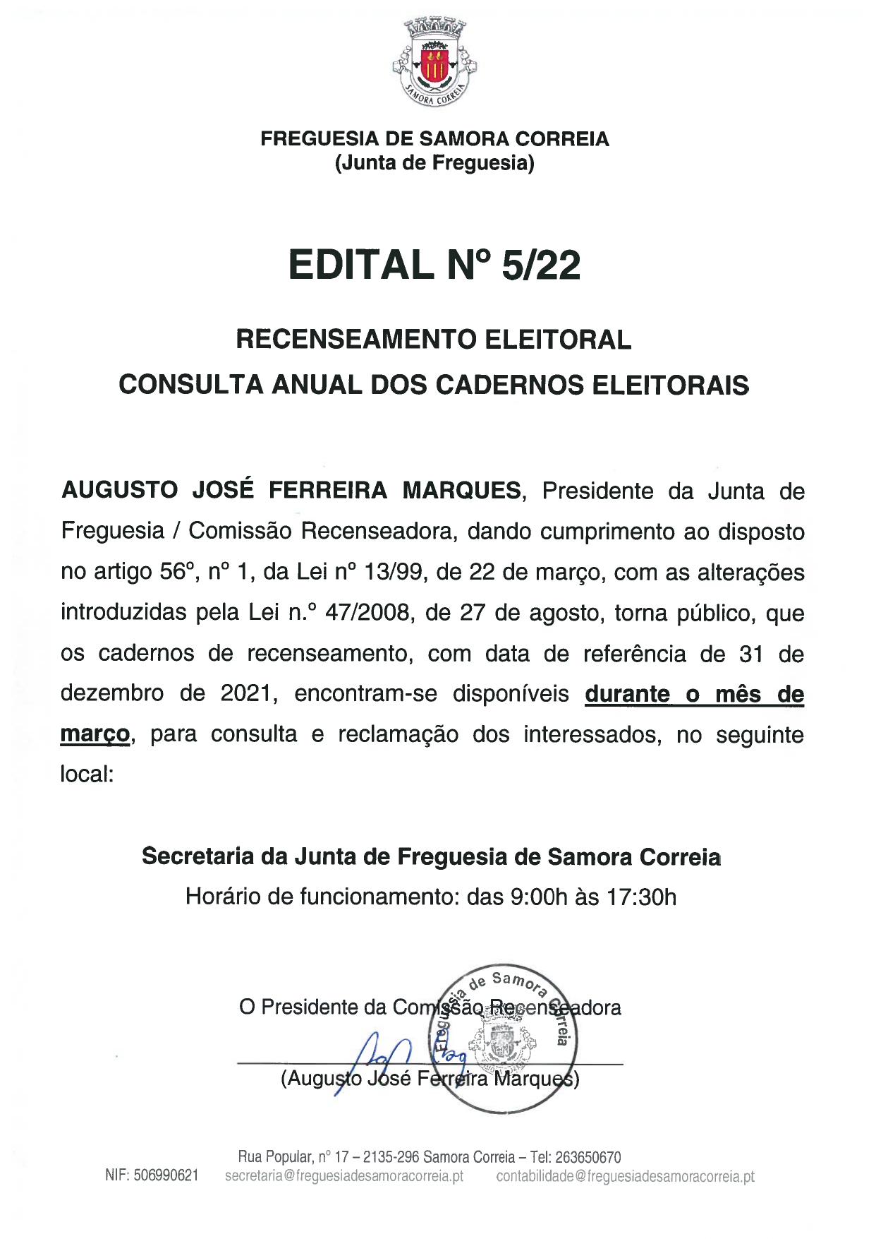 Imagem Edital Nº 05/2022 - Consulta Anual dos Cadernos Eleitorais