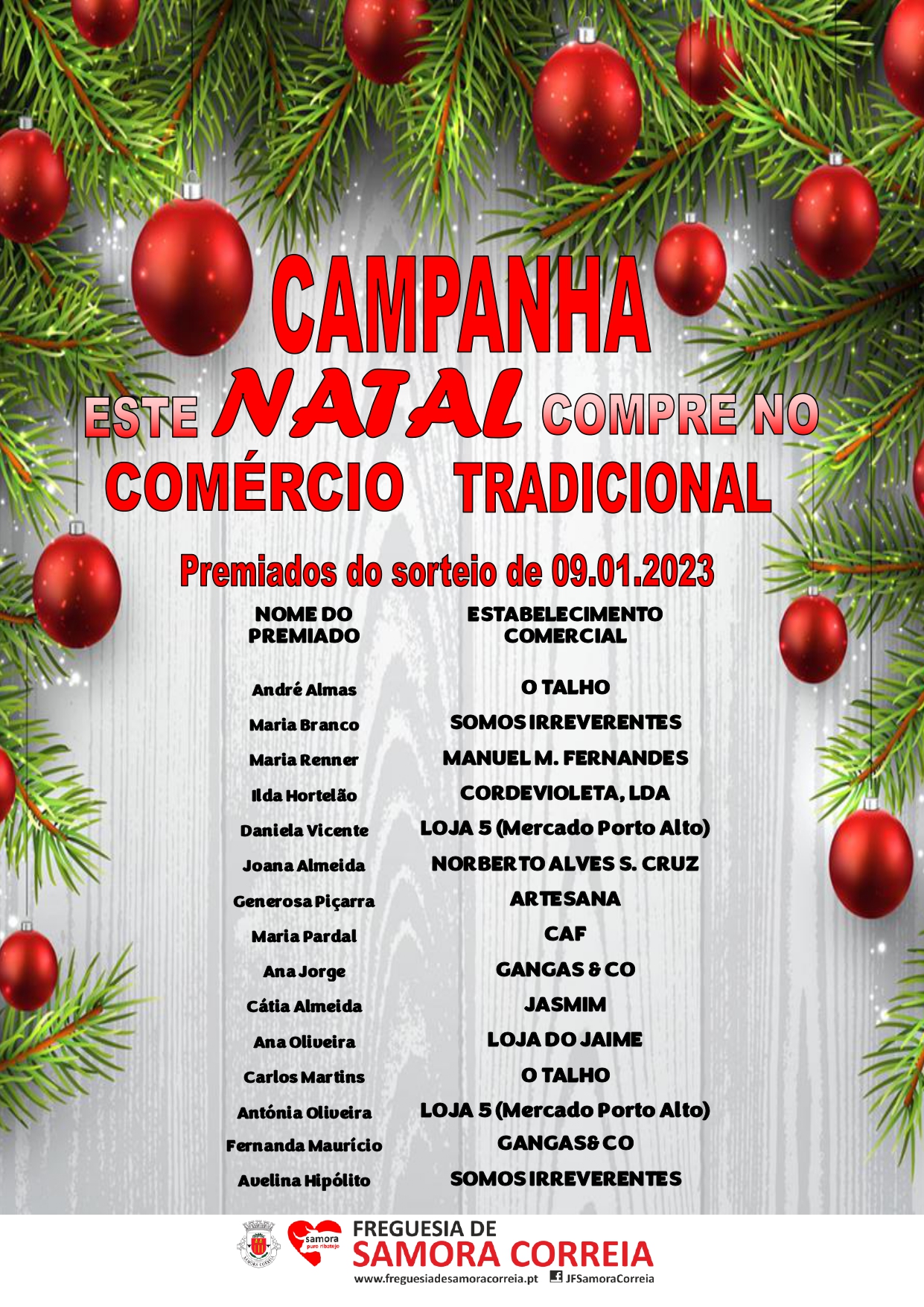 Notícia Campanha - "Este Natal Compre No Comércio Tradicional" - Lista de Premiados