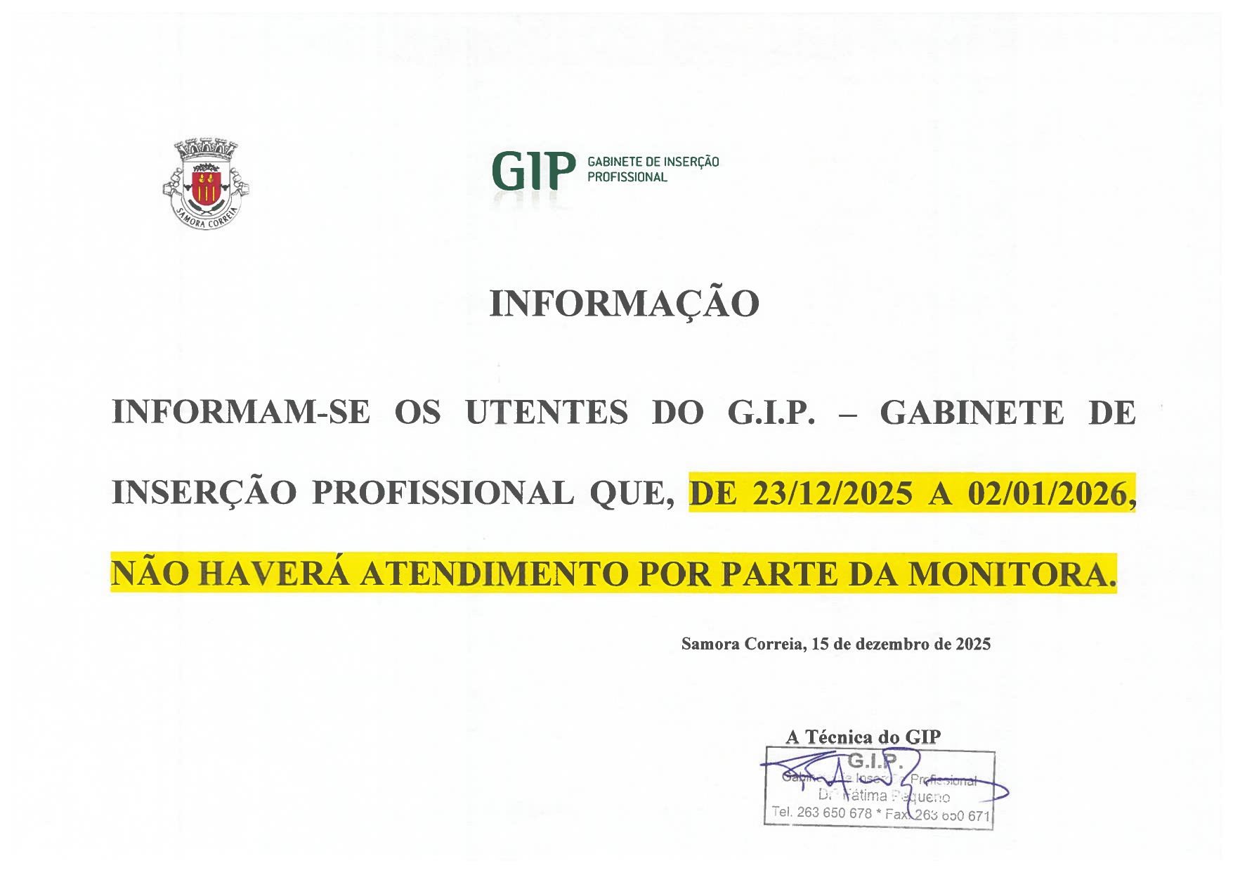 Imagem Encerramento de Serviços - Informação