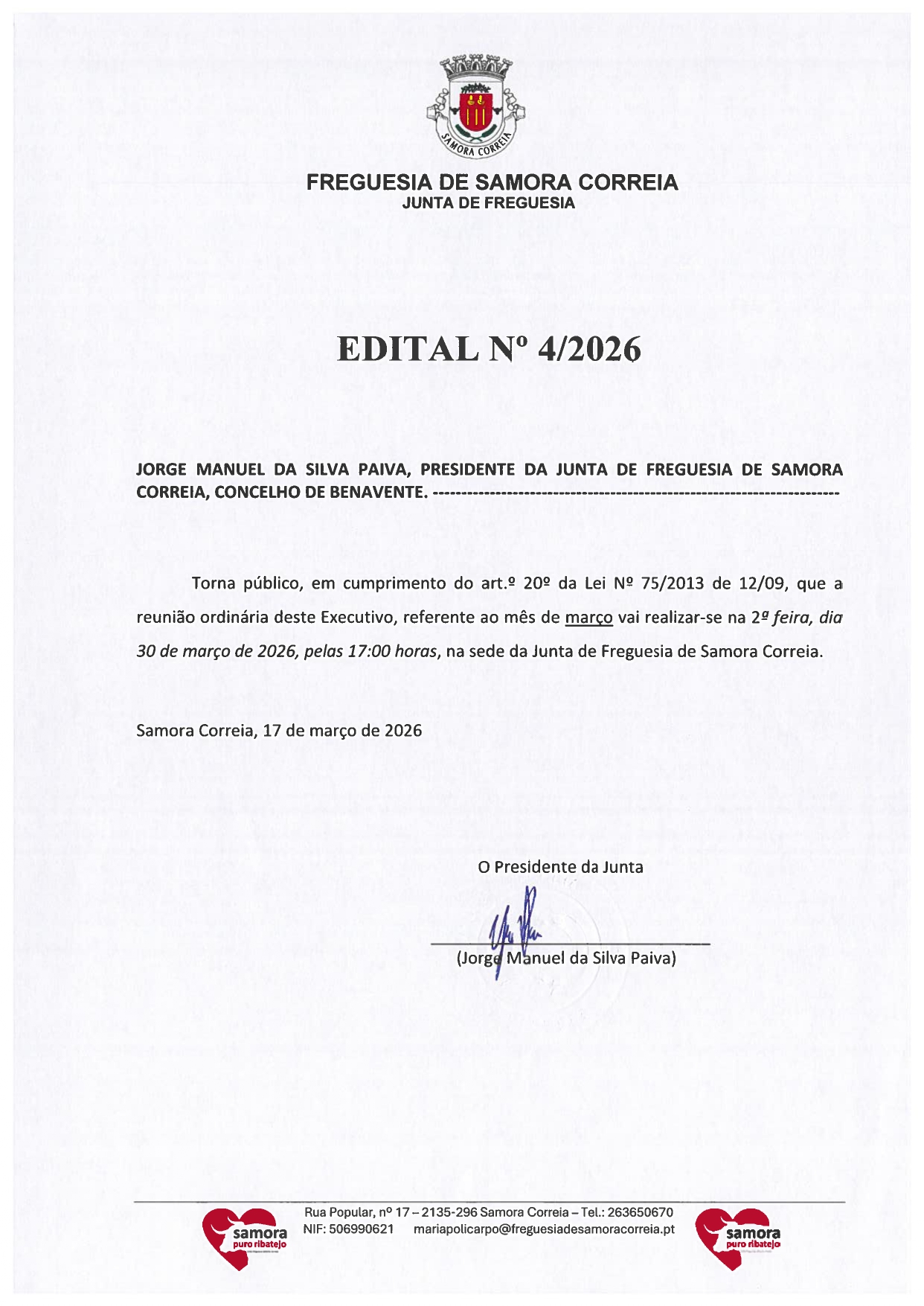 Imagem Edital Nº 04/2026 - Reunião Pública do Executivo