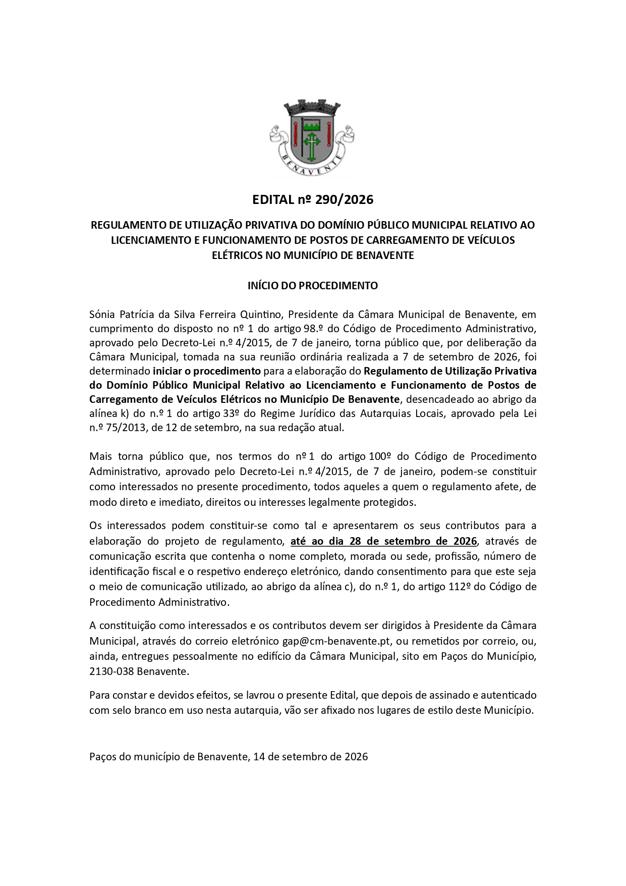 Notícia Edital Nº 290/2026 - CMB